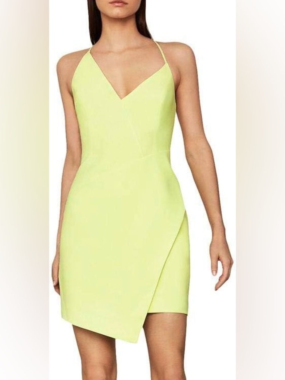 🍋‍🟩BCBGMaxAzria - Lime Sherbert Asymmetric Mini Dress Size 4